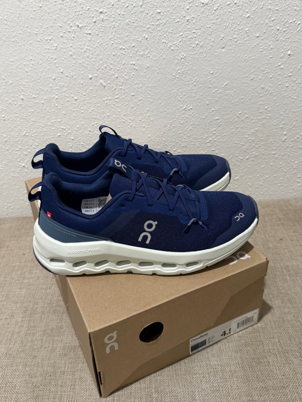 On Running Big Kids Navy and White CloudTec Athletic Sneakers